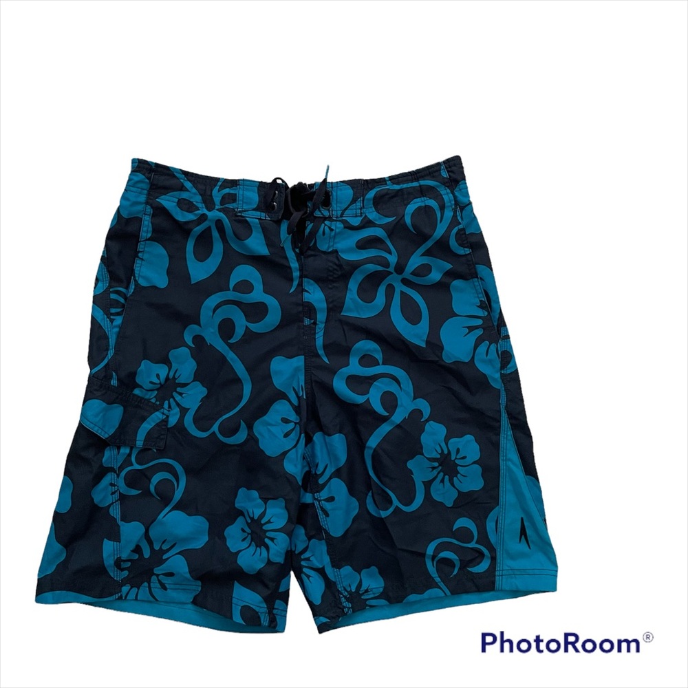 Speedo Men’s Bathing Suit Tropical Print NWOT Two Tone Blue Summer Fun Swimming